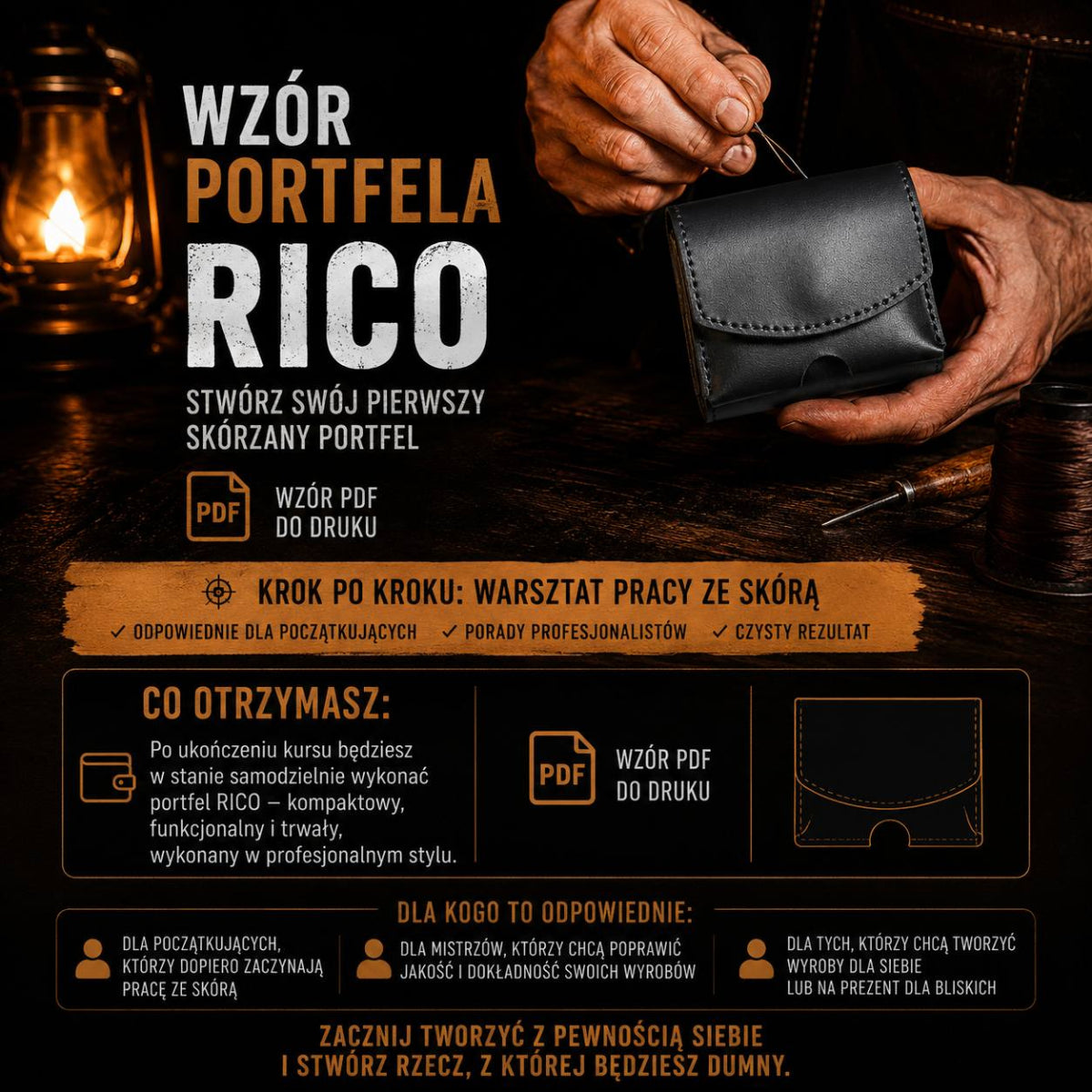 Wykrój PDF portfela skórzanego RICO