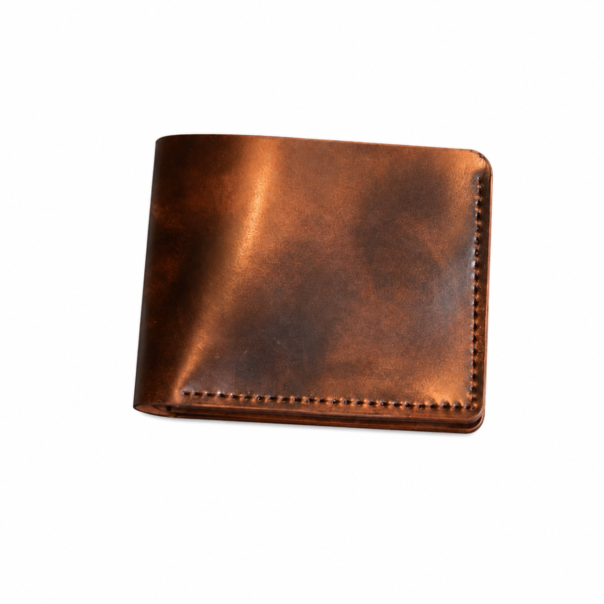 Portfel skórzany Bifold Klasyka Shell Cordovan Brown Museum & Crack Mahagon