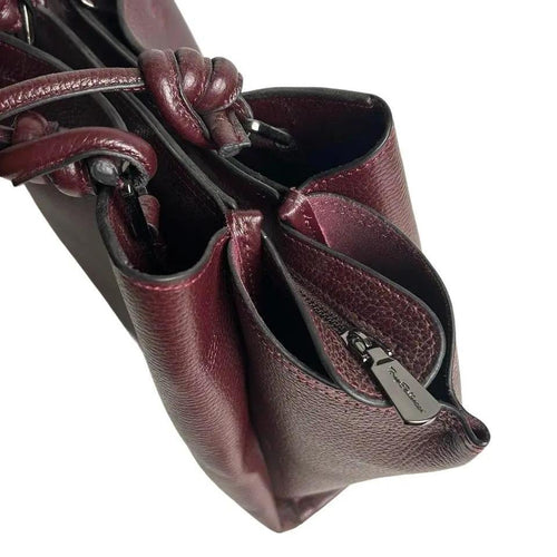 Elegancka Wiśniowa Torebka Damska – Trzykomorowa Torba Premium Bordo (Turecka Marka)