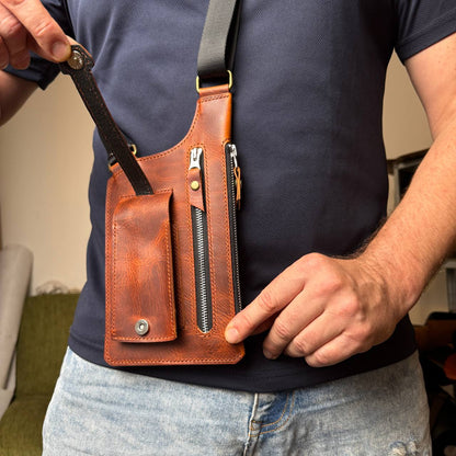 Męska torba na ramię typu holster z etui na klucze