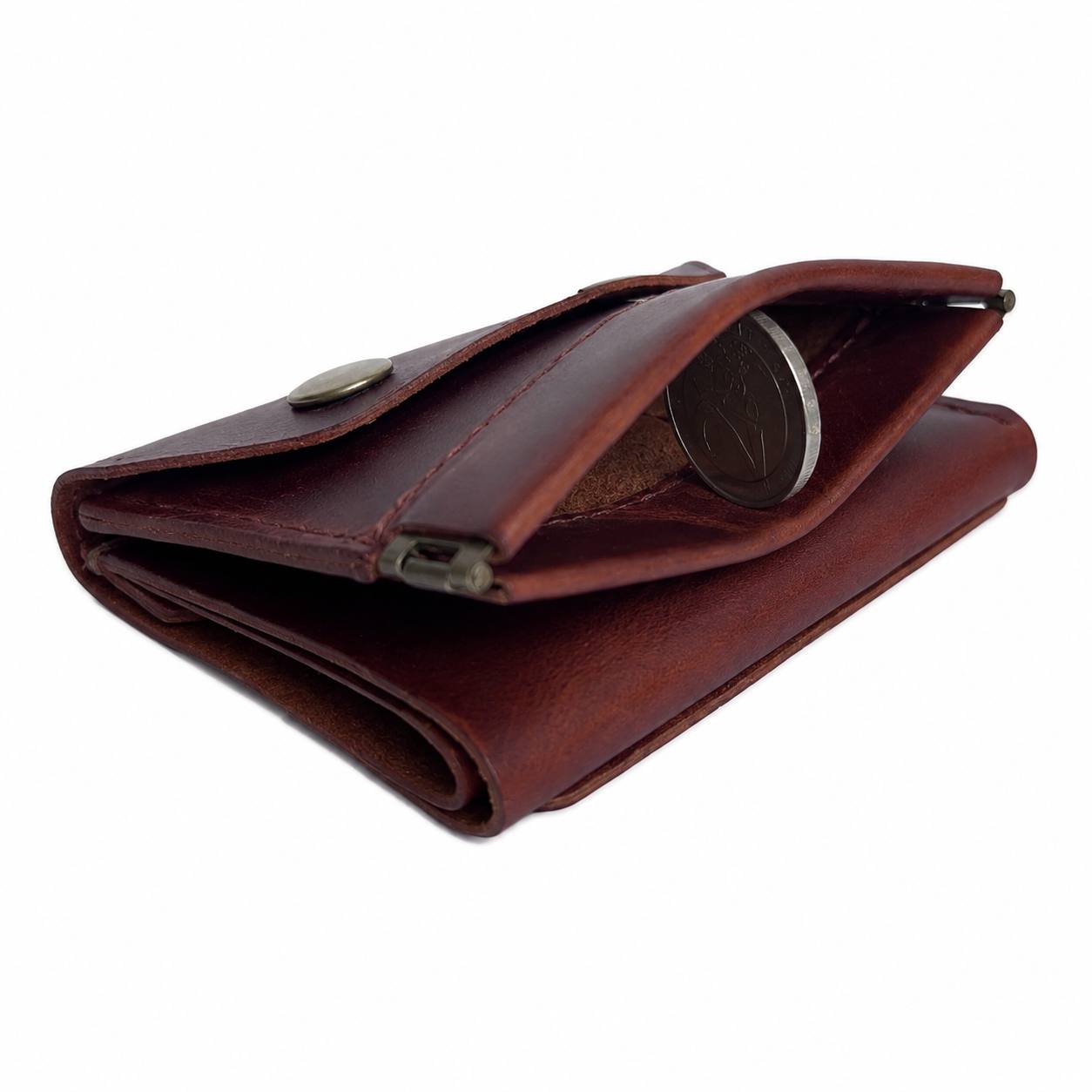 Trifold Leather Wallet "TAKUMI WAX"