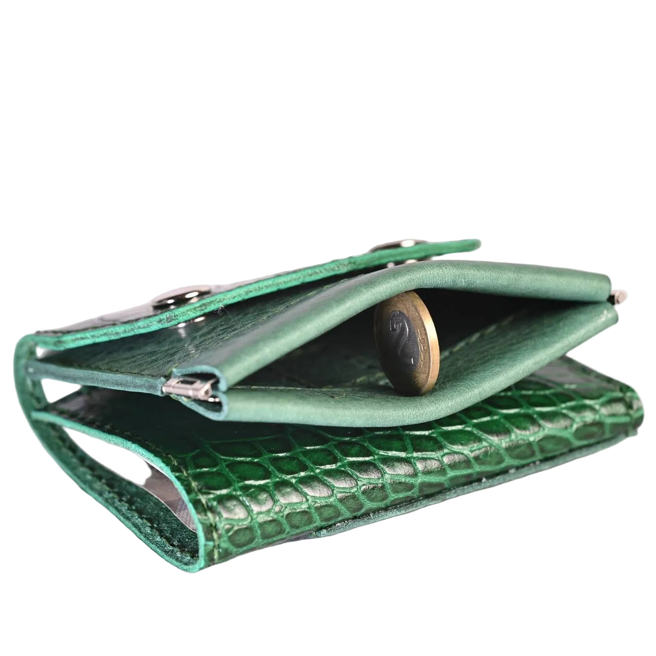 Portfel skórzany Takumi Crocco Green