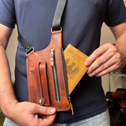 Męska torba na ramię typu holster z etui na klucze
