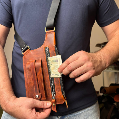 Męska torba na ramię typu holster z etui na klucze