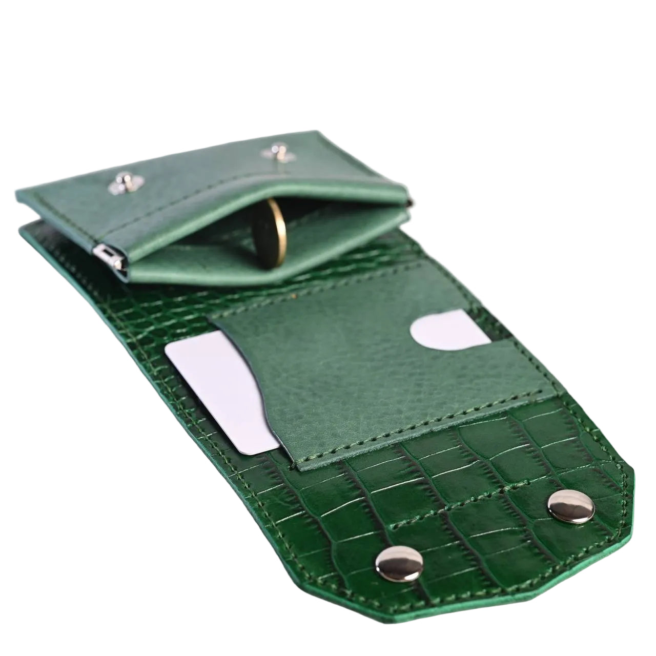 Portfel skórzany Takumi Crocco Green