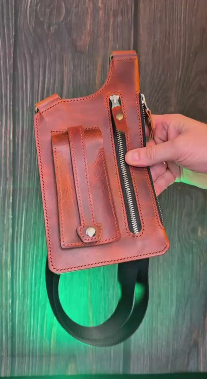 Męska torba na ramię typu holster z etui na klucze